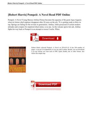 Pompeii: a Novel Read PDF Online