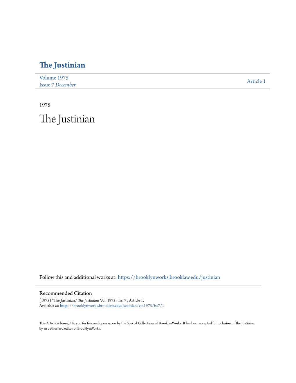 The Justinian Volume 1975 Article 1 Issue 7 December