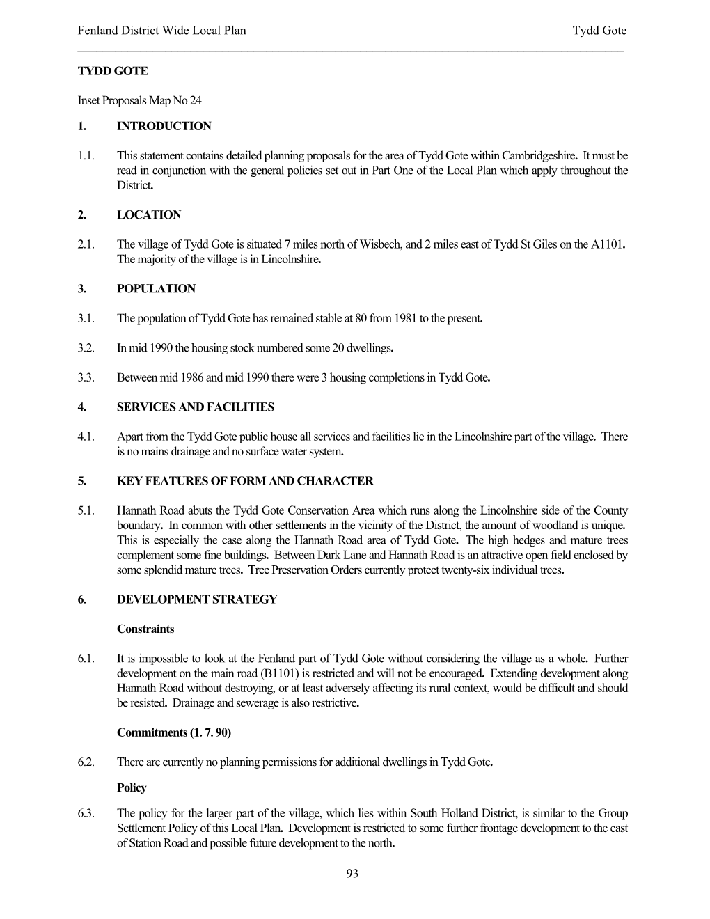 Fenland District Wide Local Plan Tydd Gote ______