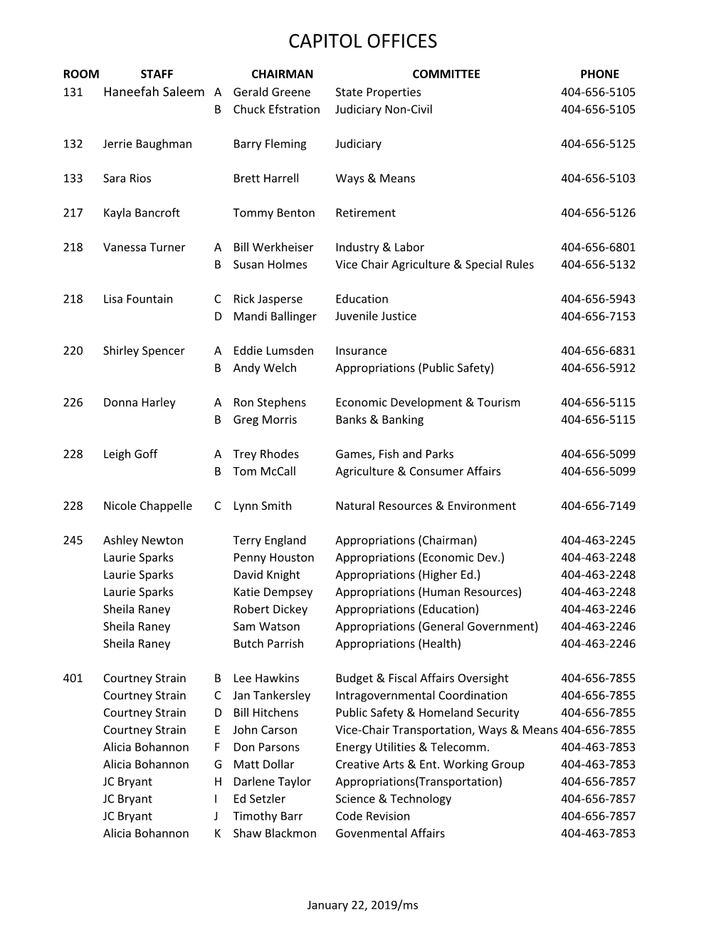 Capitol Office Assignments