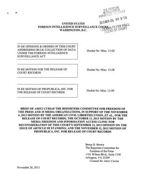 In Re Motion of Propublica, Inc. for the Release of Court Records [FISC