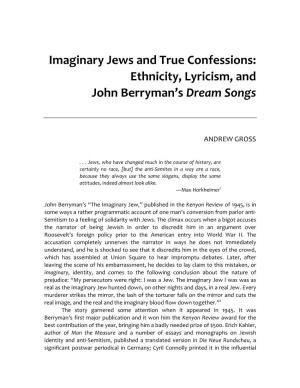 Ethnicity, Lyricism, and John Berryman's Dream Songs