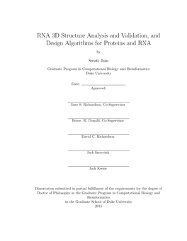 RNA 3D Structure Analysis and Validation, and Design Algorithms for Proteins and RNA