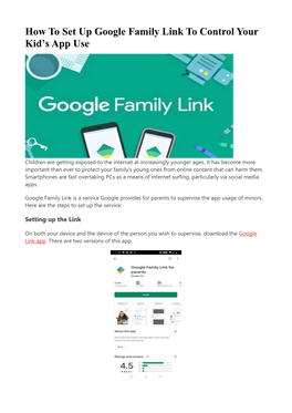 Google Family Link to Control Your Kid’S App Use