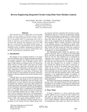 Reverse Engineering Integrated Circuits Using Finite State Machine Analysis
