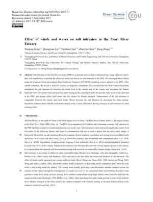 Effect of Winds and Waves on Salt Intrusion in the Pearl River Estuary