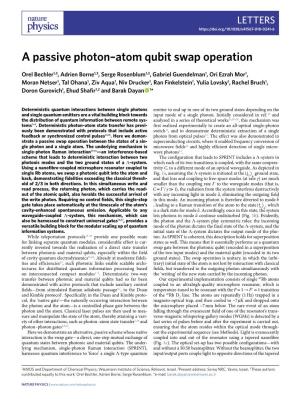 A Passive Photon–Atom Qubit Swap Operation