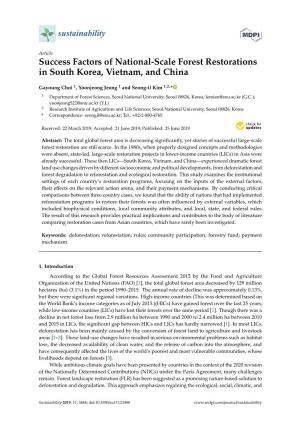 Success Factors of National-Scale Forest Restorations in South Korea, Vietnam, and China