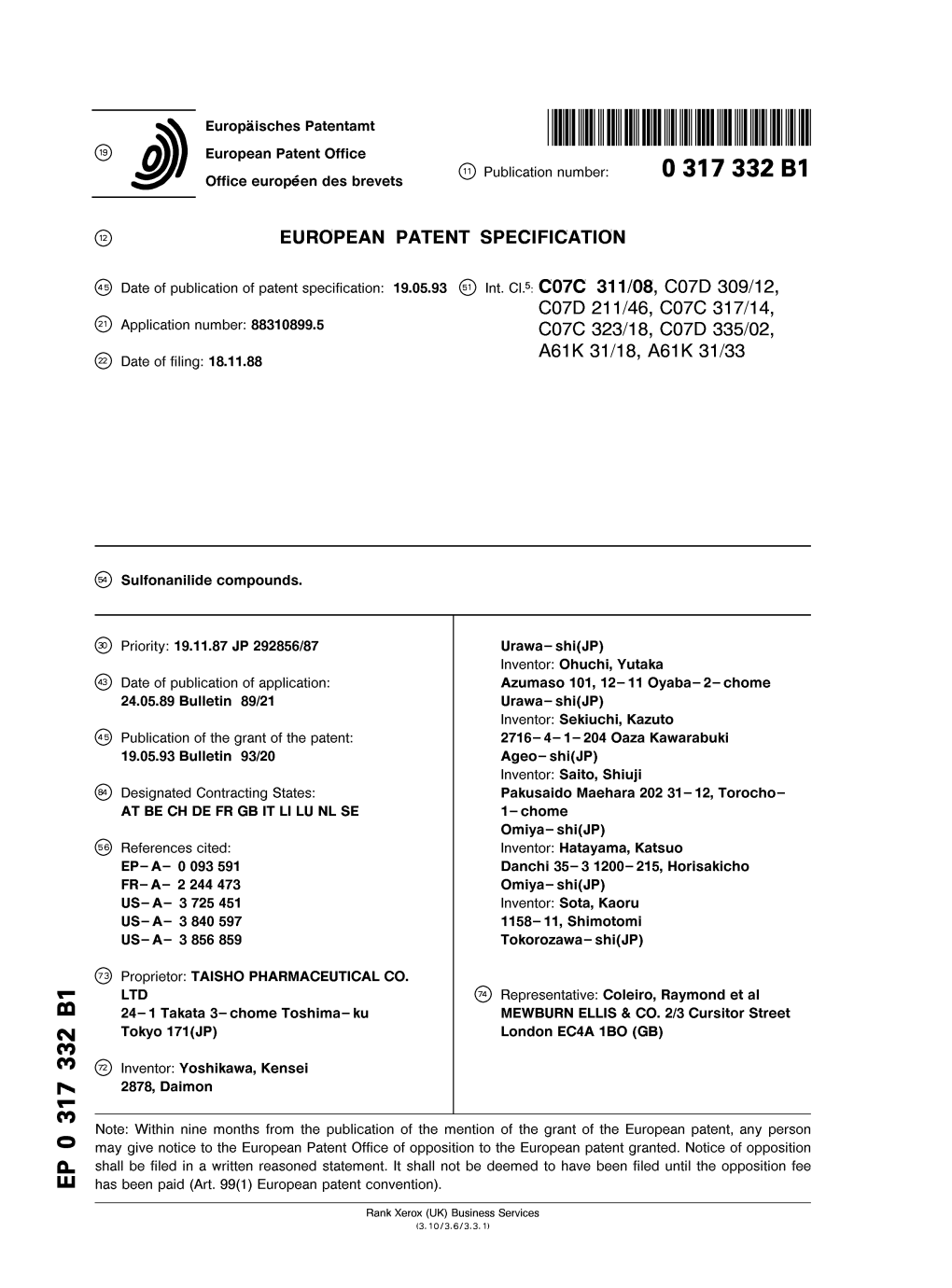 Sulfonanilide Compounds