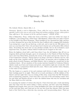 On Pilgrimage - March 1961