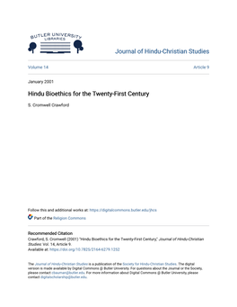 Hindu Bioethics for the Twenty-First Century