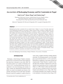 An Overview of Beekeeping Economy and Its Constraints in Nepal