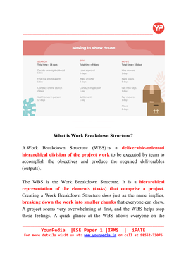 ESE Paper 1 |IRMS | Ipate What Is Work Breakdown Structure?