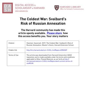 Svalbard's Risk of Russian Annexation