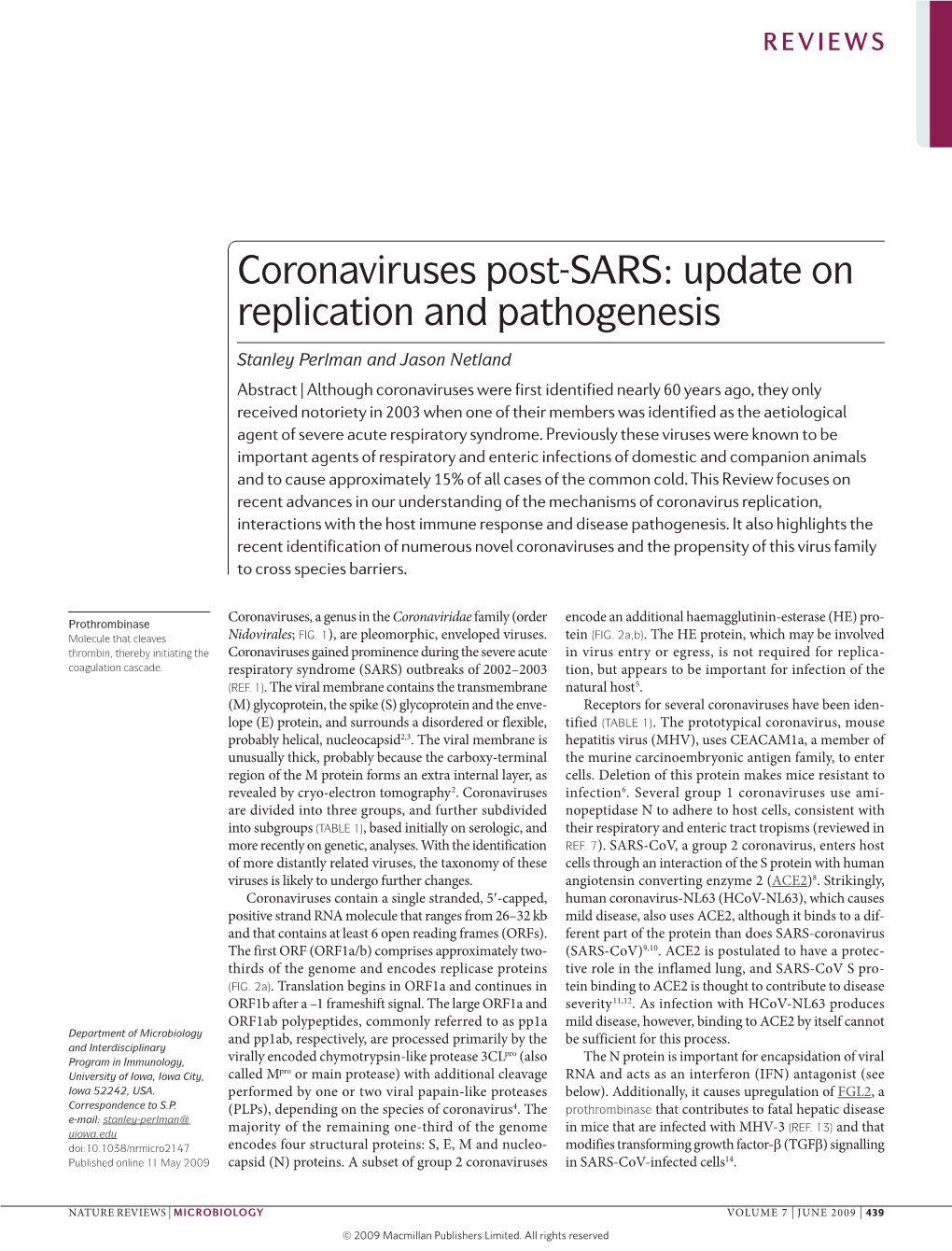 Coronaviruses Post-SARS: Update on Replication and Pathogenesis