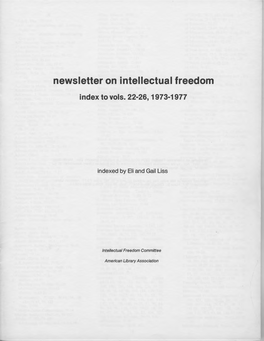 Newsletter on Intellectual Freedom