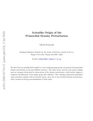 Axionlike Origin of the Primordial Density Perturbation