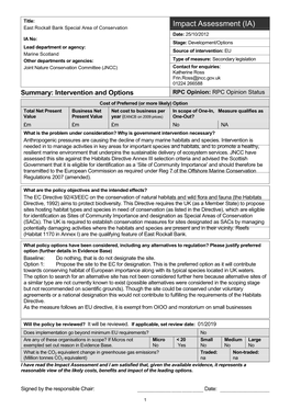 East Rockall Bank Special Area of Conservation Final Impact Assessment