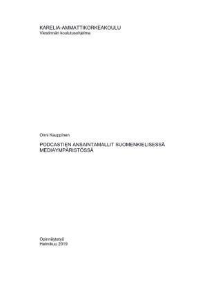 Karelia-Ammattikorkeakoulu Podcastien Ansaintamallit