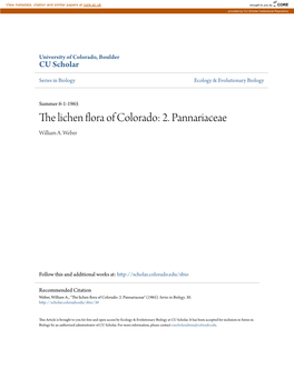 The Lichen Flora of Colorado: 2. Pannariaceae William A