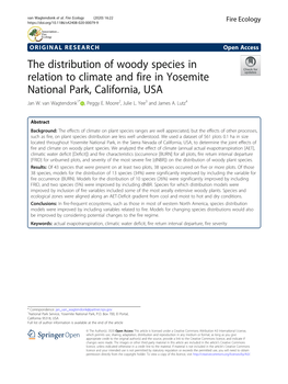 The Distribution of Woody Species in Relation to Climate and Fire in Yosemite National Park, California, USA Jan W