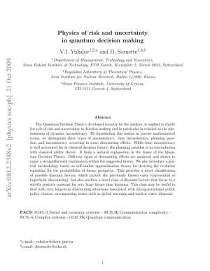 Physics of Risk and Uncertainty in Quantum Decision Making VI Yukalov