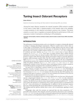 Tuning Insect Odorant Receptors