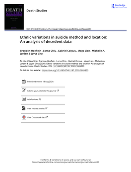Ethnic Variations in Suicide Method and Location: an Analysis of Decedent Data