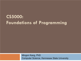 CS5000: Foundations of Programming
