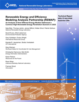 Renewable Energy and Efficiency Modeling Analysis Partnership REMI Regional Economic Models Inc