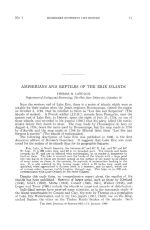 Amphibians and Reptiles of the Erie Islands