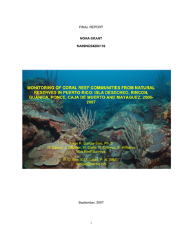 Baseline Characterization and Monitoring of Coral Reef Communities 9