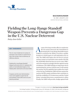 Fielding the Long-Range Standoff Weapon Prevents a Dangerous Gap in the U.S