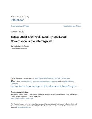 Essex Under Cromwell: Security and Local Governance in the Interregnum