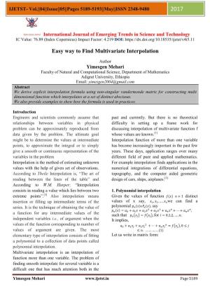 Easy Way to Find Multivariate Interpolation