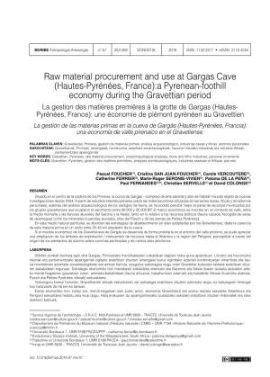 Raw Material Procurement and Use at Gargas Cave (Hautes-Pyrénées