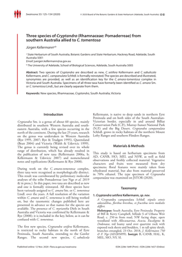 Three Species of Cryptandra (Rhamnaceae: Pomaderreae) from Southern Australia Allied to C