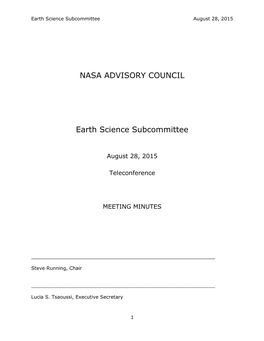 NASA ADVISORY COUNCIL Earth Science Subcommittee