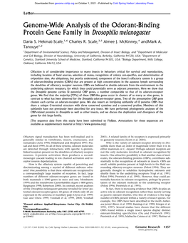 Genome-Wide Analysis of the Odorant-Binding Protein Gene Family in Drosophila Melanogaster