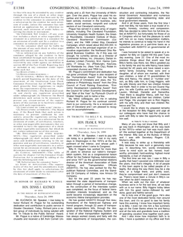 CONGRESSIONAL RECORD— Extensions of Remarks E1388 HON. DENNIS J. KUCINICH HON. FRANK R. WOLF