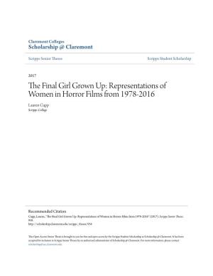 The Final Girl Grown Up: Representations of Women in Horror Films from 1978-2016