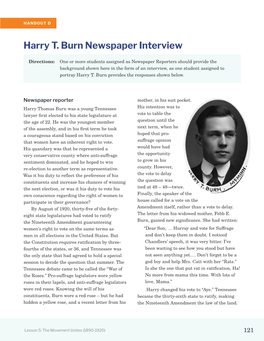 Harry T. Burn Newspaper Interview