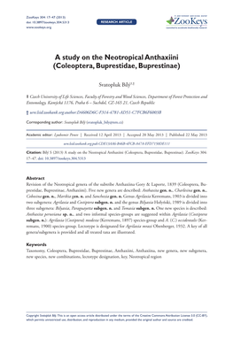 Coleoptera, Buprestidae, Buprestinae) 17 Doi: 10.3897/Zookeys.304.5313 Research Article Launched to Accelerate Biodiversity Research