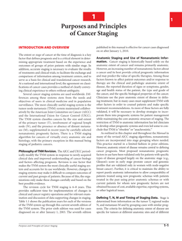 Purposes and Principles of Cancer Staging