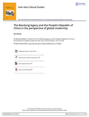 The Bandung Legacy and the People's Republic of China in the Perspective of Global Modernity