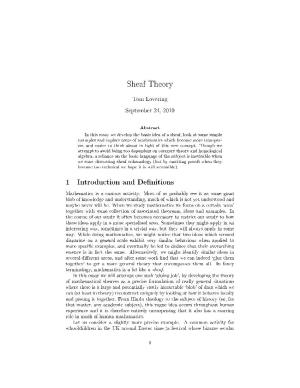 Sheaf Theory 1 Introduction and Definitions