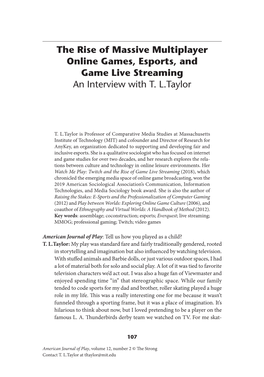 The Rise of Massively Multiplayer Online Games, Esports, And