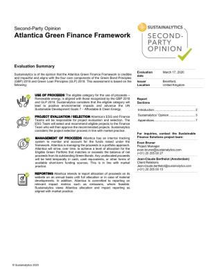 Second Party Opinion on Atlantica's Green Finance Framework