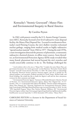 Kentucky's “Atomic Graveyard”: Maxey Flats and Environmental Inequity In