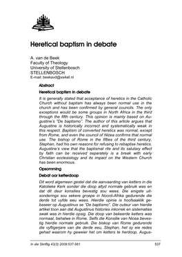 Heretical Baptism in Debate